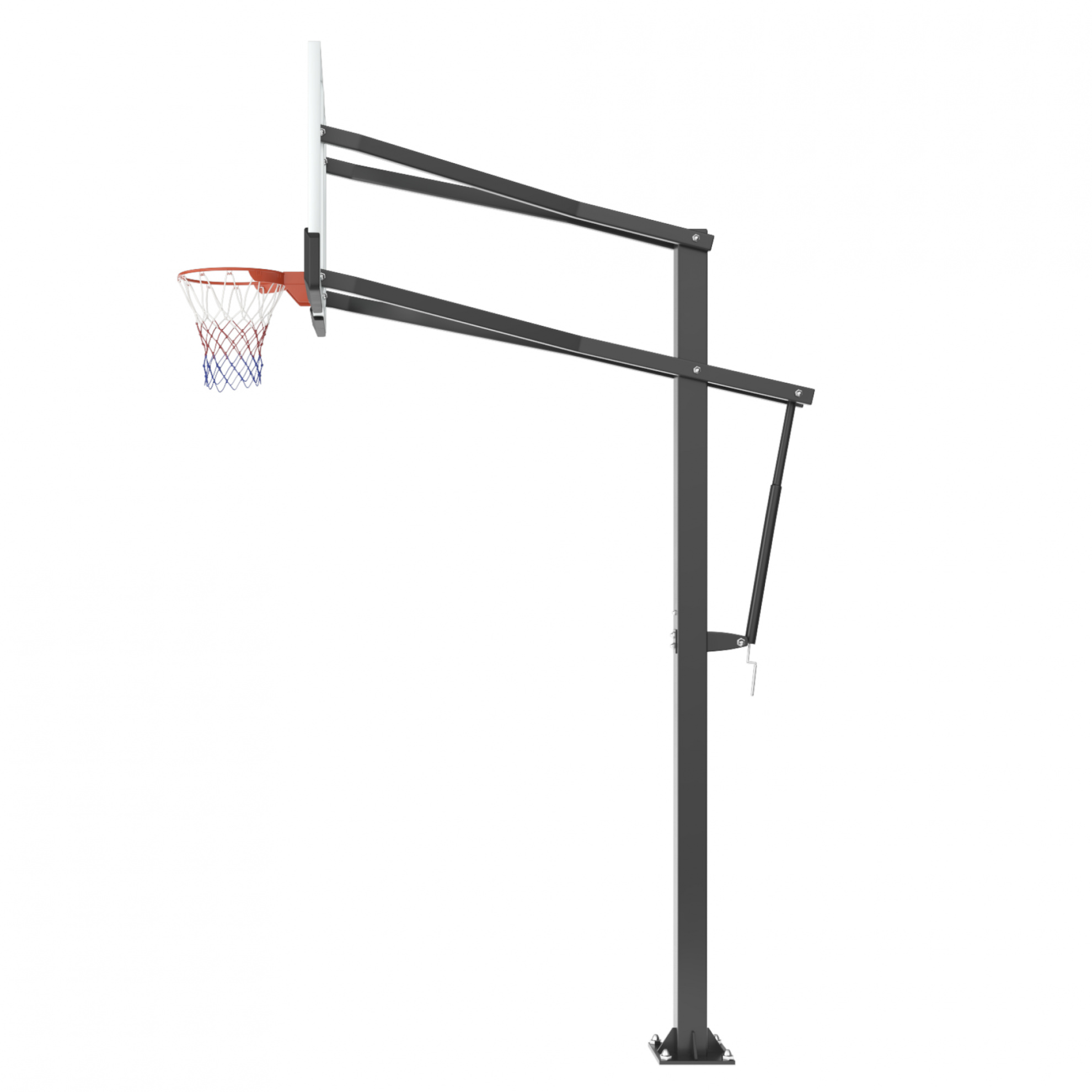 Стационарная баскетбольная стойка Unix Line B-Stand-TG 54’’x32’’ R45 H230-305 см